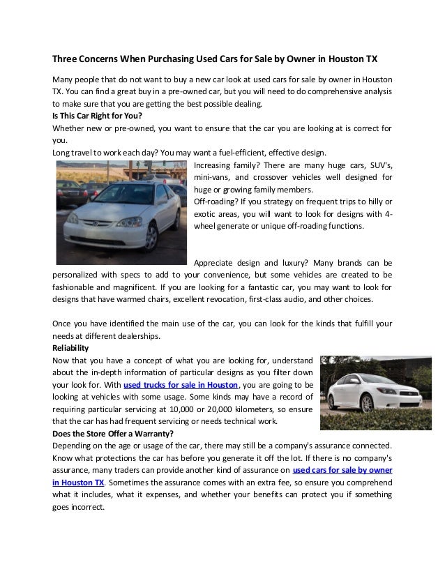 Used Cars Houston By Owner >> Three Concerns When Purchasing Used Cars For Sale By Owner Used Cars Houston By Owner >> Three Concerns When Purchasing Used Cars For Sale By Owner