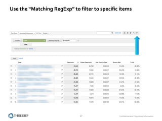 Use the “Matching RegExp” to filter to specific items




                              17               Confidential and Proprietary Information
 