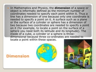 Dimension Mathmatics Three dimensional space dfs-new | PPTX