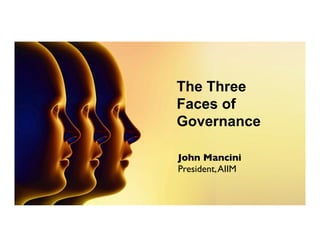 The Three
Faces of
Governance
John Mancini
President, AIIM	


 