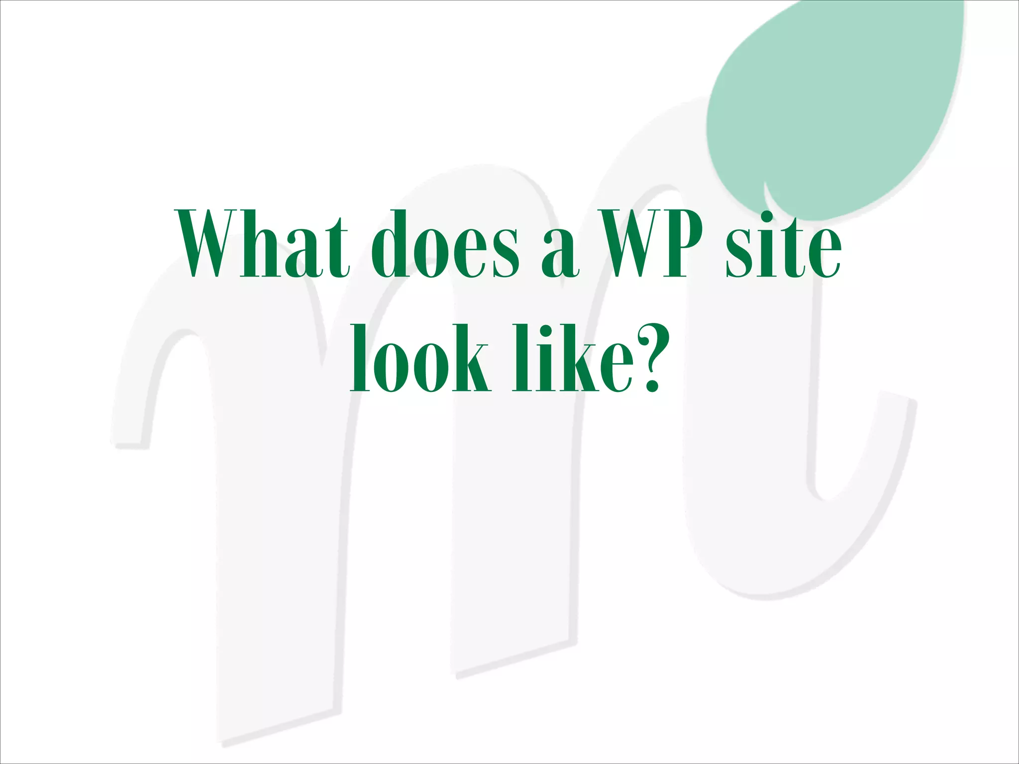 What does a WP site
look like?

 