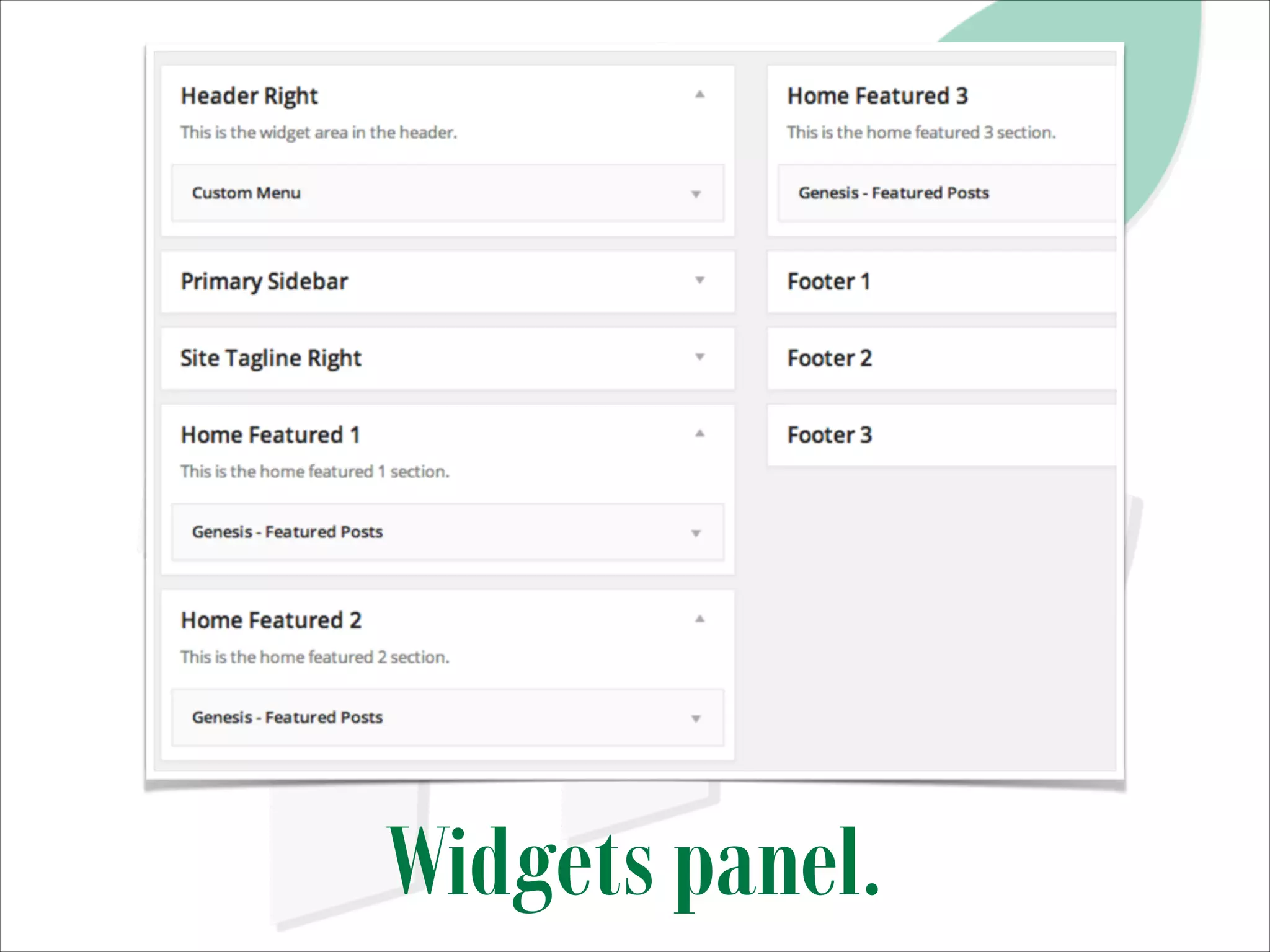 Widgets panel.

 
