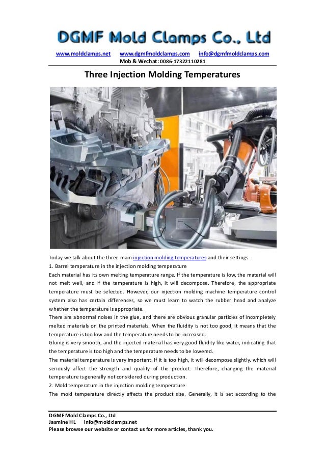 Three injection molding temperatures