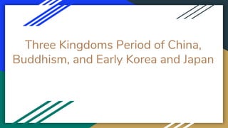 Three Kingdoms Period of China,
Buddhism, and Early Korea and Japan
 
