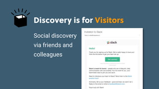 Game Thinking Quotes
Discovery is for Visitors
Social discovery
via friends and
colleagues
 