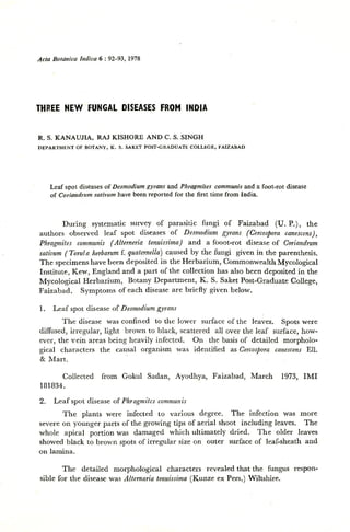 Three new fungal disease from india