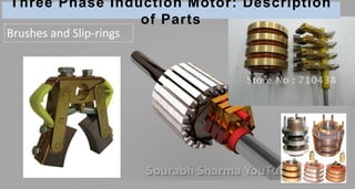 Three Phase Induction Motor: Description
of Parts
Brushes and Slip-rings
 