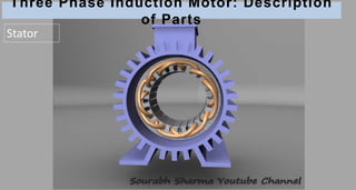 Three Phase Induction Motor: Description
of Parts
Stator
 