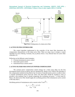 Three phase shunt active filter with constant instantaneous power ...