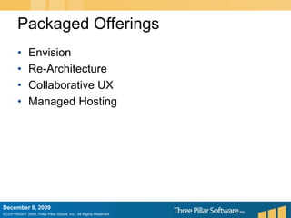 Packaged OfferingsEnvisionRe-ArchitectureCollaborative UXManaged HostingDecember 6, 2009