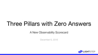 Three Pillars with Zero Answers
A New Observability Scorecard
December 6, 2018
 