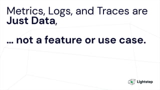 Metrics, Logs, and Traces are
Just Data,
… not a feature or use case.
 