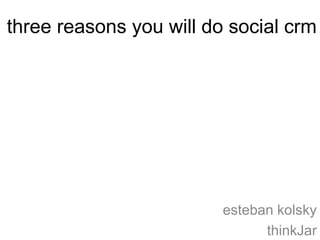 three reasons you will do social crm




                         esteban kolsky
                               thinkJar
 
