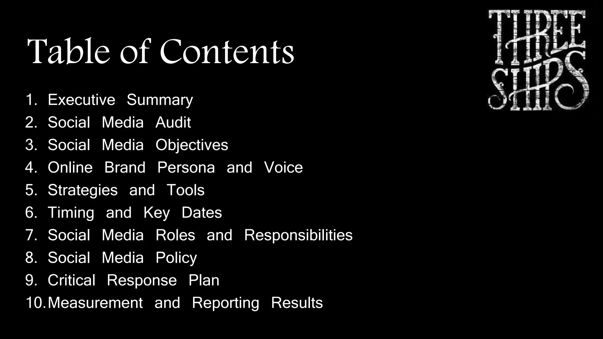 Three Ships Coffee Social Media Strategy PPT