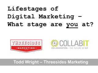 Lifestages of
Digital Marketing –
What stage are you at?

Todd Wright – Threesides Marketing

 