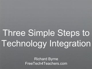 Three Simple Steps to
Technology Integration
          Richard Byrne
     FreeTech4Teachers.com
 