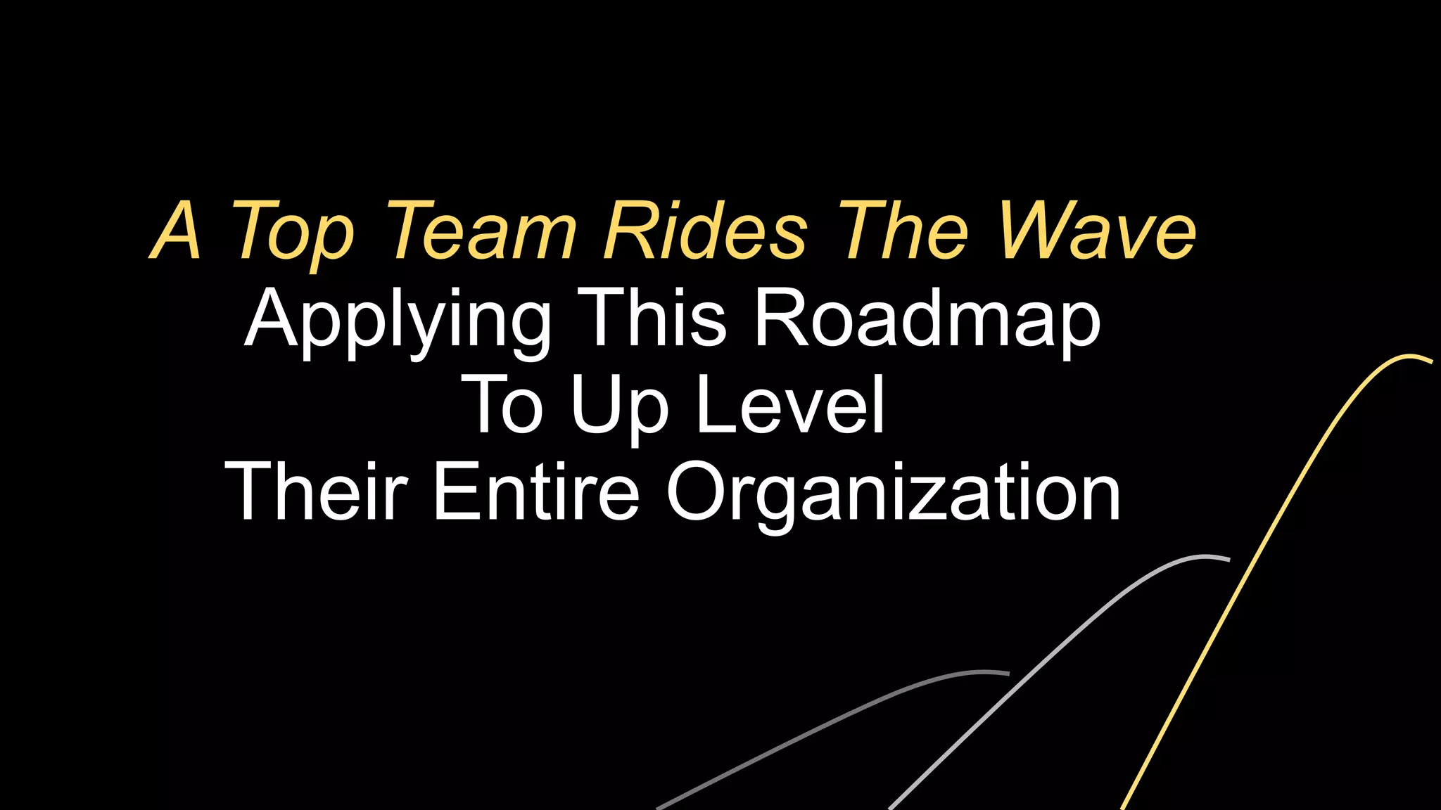 A Top Team Rides The Wave
Applying This Roadmap
To Up Level
Their Entire Organization
 