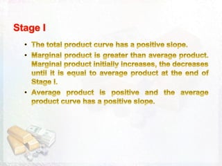 Three stages of production and law of diminishing