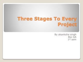 Three Stages To Every
Project
By akanksha singh
Bsc GA
1st sem
 