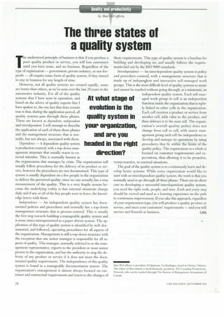Three States of a Quality System