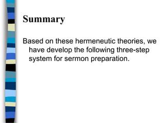 The Three Steps: Biblical Interpretation for Preaching | PPTX