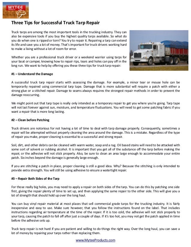 Three tips for successful truck tarp repair