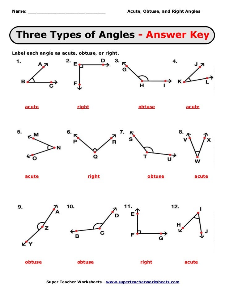 Acute Obtuse And Right Angles Worksheets : Worksheet ...
