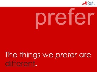 The things we prefer are 
different. 
 