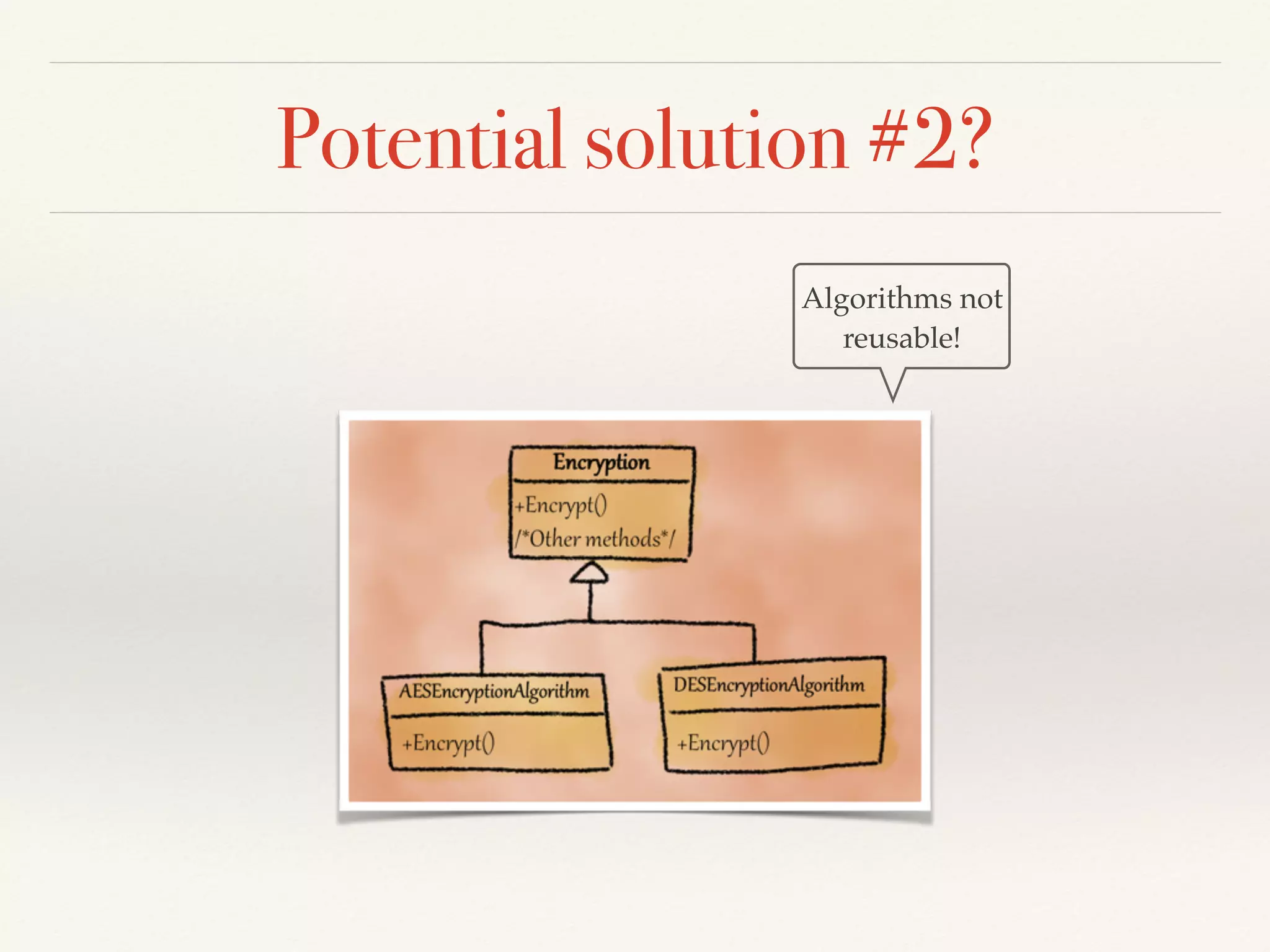 Potential solution #2?
Algorithms not
reusable!
 