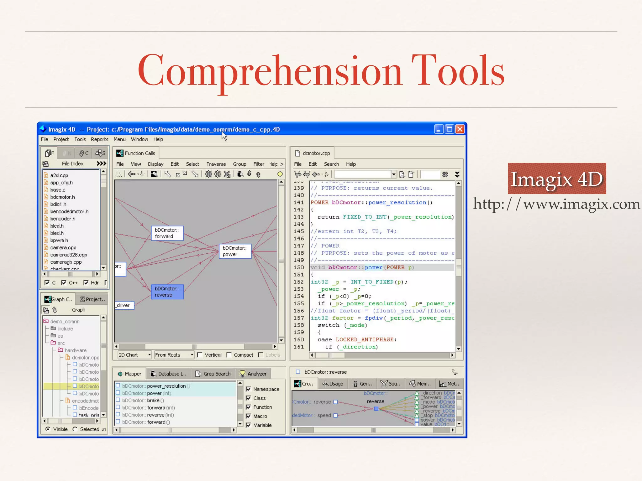 Comprehension Tools
Imagix 4D
http://www.imagix.com
 