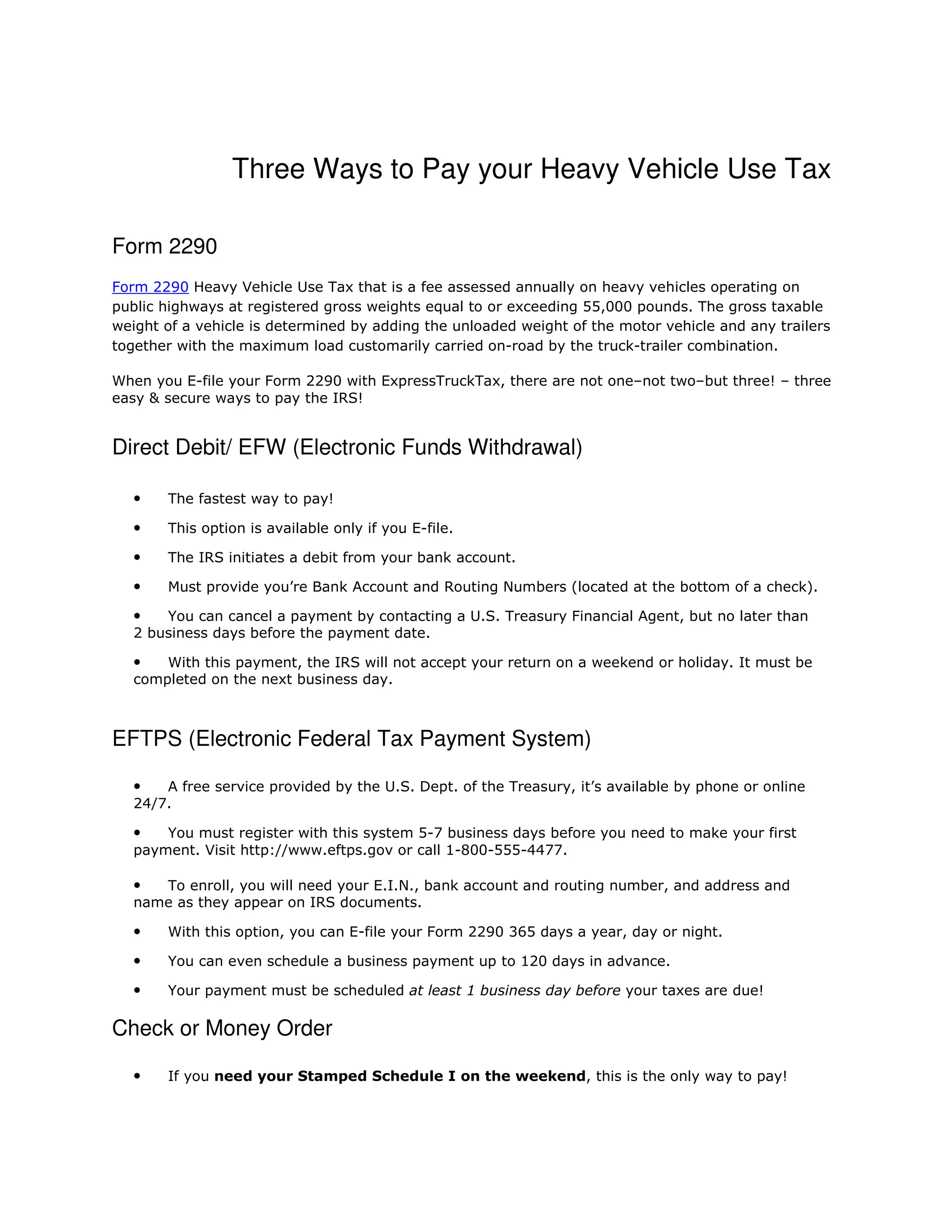 Three ways to pay your heavy vehicle use tax PDF