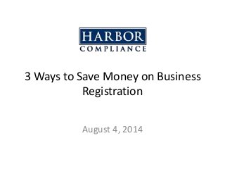 3 Ways to Save Money on Business
Registration
August 4, 2014
 