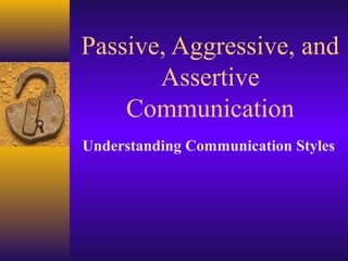 Passive, Aggressive, and
Assertive
Communication
Understanding Communication Styles

 