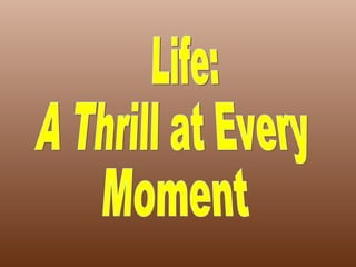 Life: A Thrill at Every Moment 