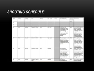 SHOOTING SCHEDULE

 