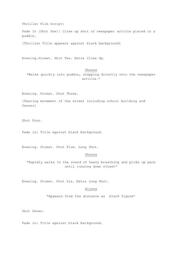 Thriller beat sheet picture