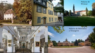 Casa de
Goethe
Casa de
Schiller
Palacio de
Weimar
Biblioteca de la
Duquesa Ana Amalia
Palacio de Belvedere
y Orangerie
 