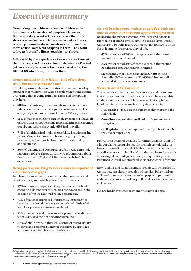 From Surviving To Thriving Cancer S Next Challenge