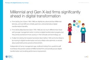 pg 13
An IDC InfoBrief, sponsored by SAPThriving in the Digital Economy: Key findings
» Firms led by Gen X (born 1965-1980...