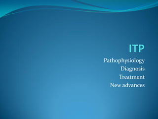Pathophysiology
Diagnosis
Treatment
New advances
 