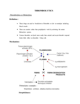 Thrombolytics notes by P. Varalakshmi | PDF