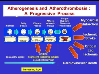 Atherogenesis and Atherothrombosis :
A Progressive Process
Increasing Age
 