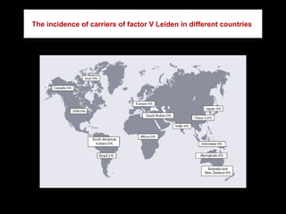 The incidence of carriers of factor V Leiden in different countries
 
