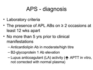 Thrombotic Microangiopathies and AntiPhospholipid Syndrome | PPT