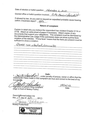 Throndson complaint against PB