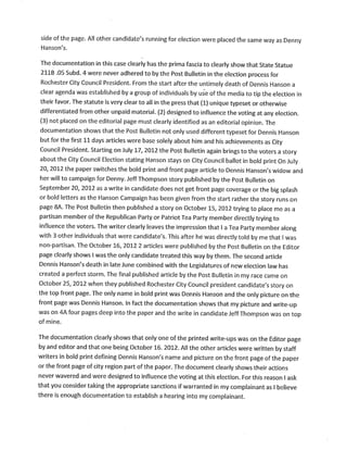 Throndson complaint against PB