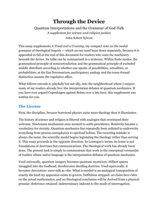 Quantum Interpretations and Theological Inquiry: Bridging Science and ...