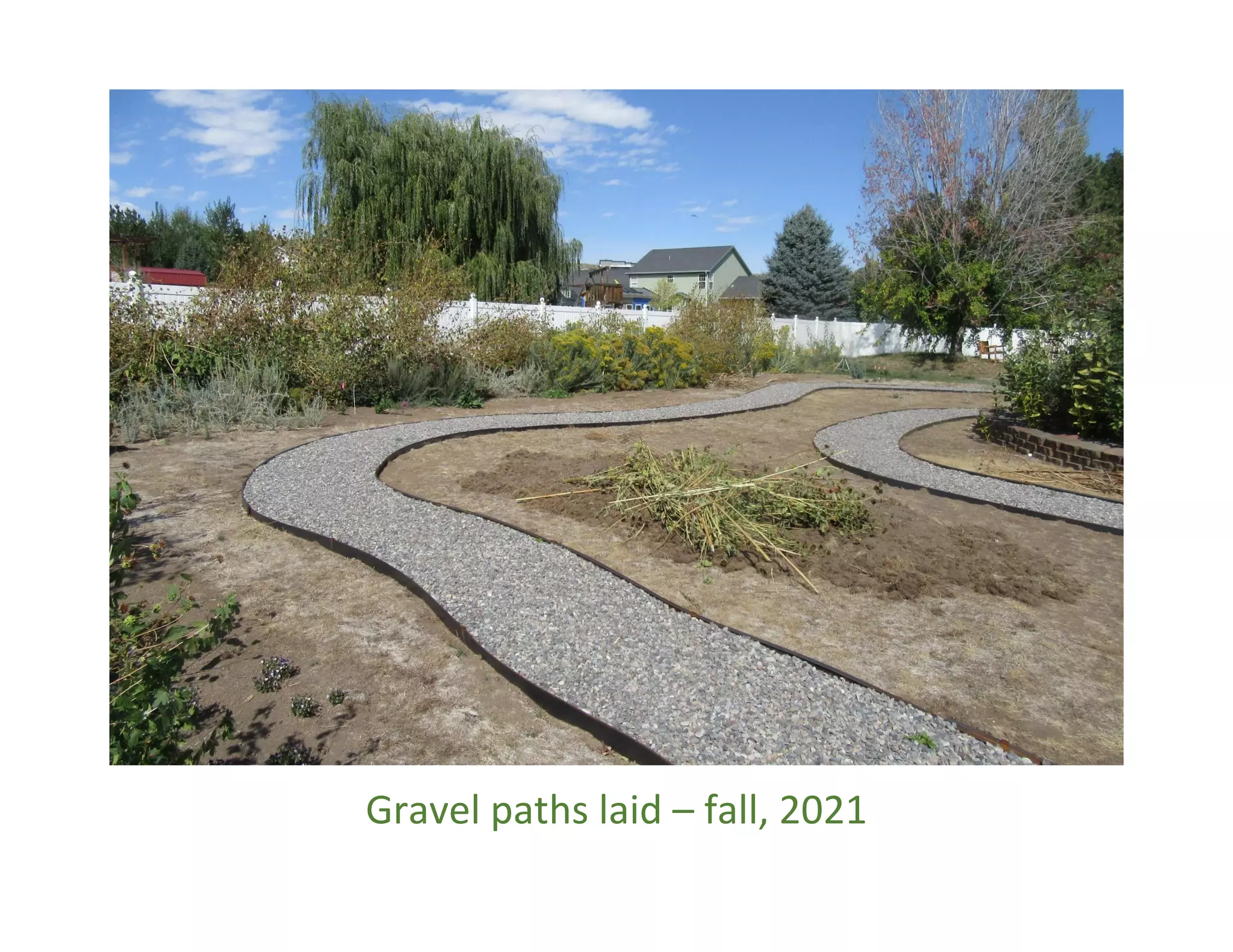 Gravel paths laid – fall, 2021
 