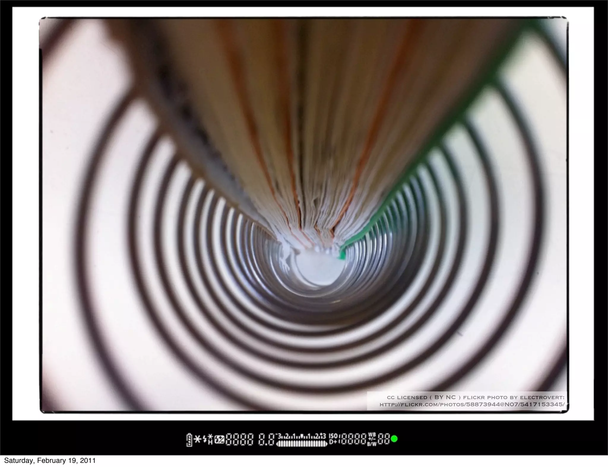 cc licensed ( BY NC ) flickr photo by electrovert:
                              http://flickr.com/photos/58873944@N07/5417153345/




Saturday, February 19, 2011
 