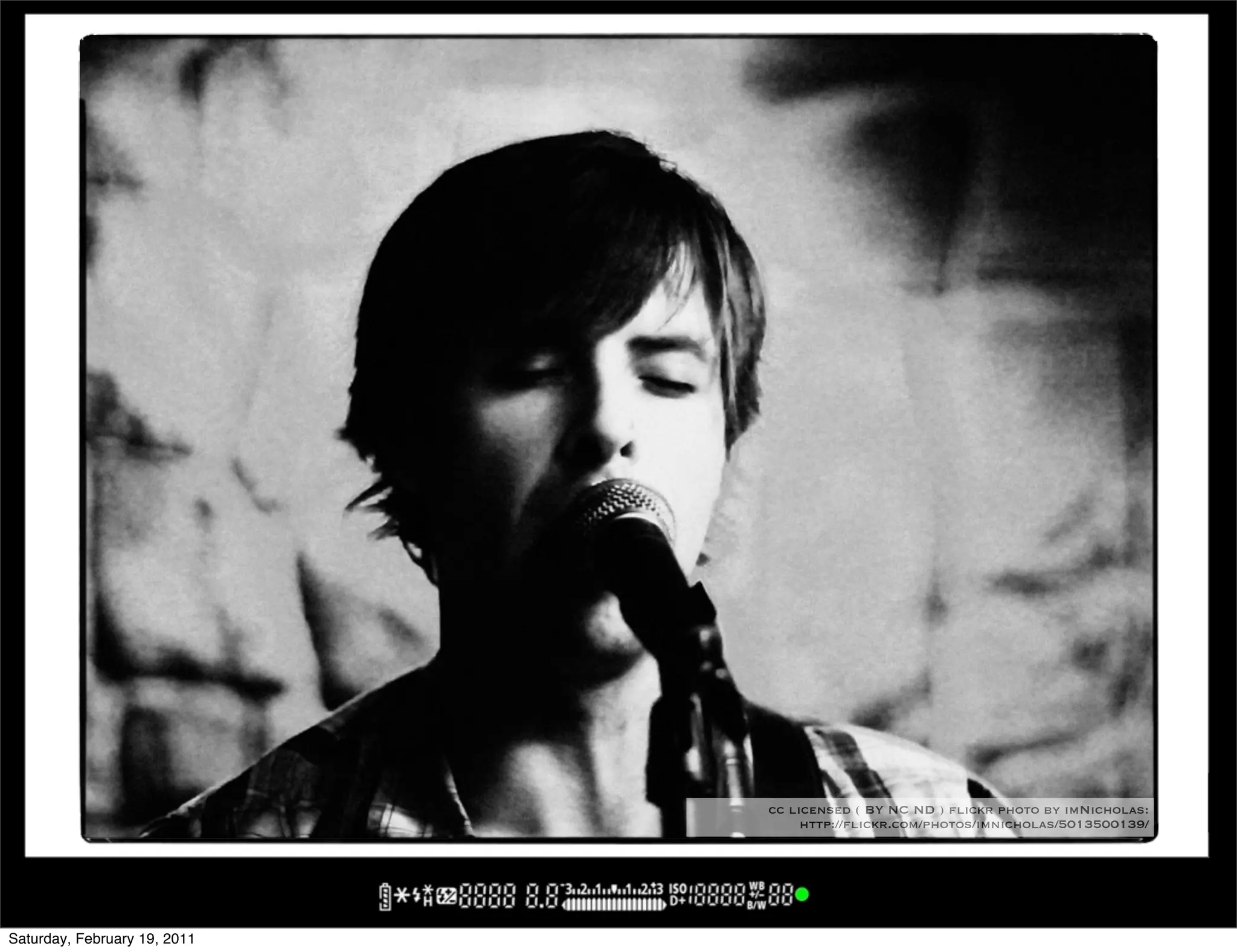 cc licensed ( BY NC ND ) flickr photo by imNicholas:
                                   http://flickr.com/photos/imnicholas/5013500139/




Saturday, February 19, 2011
 